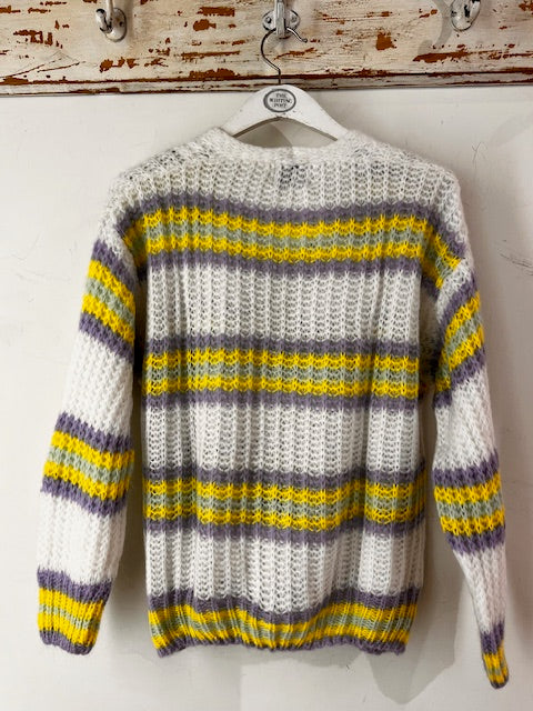Italian collection knitwear - Stripey mohair mix cardigan