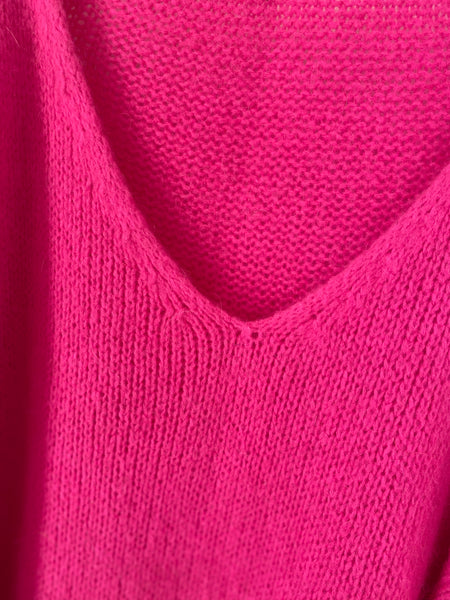Italian Collection-Mohair mix knitted jumper-Hot pink