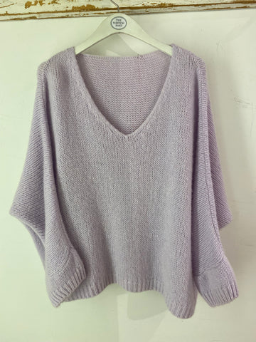 Italian Collection-Mohair mix knitted jumper-Pale Lilac