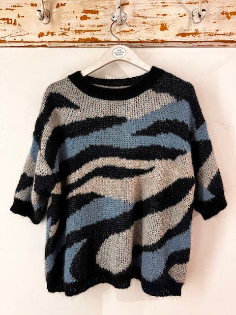 Italian collection mixed mohair jumper - blue
