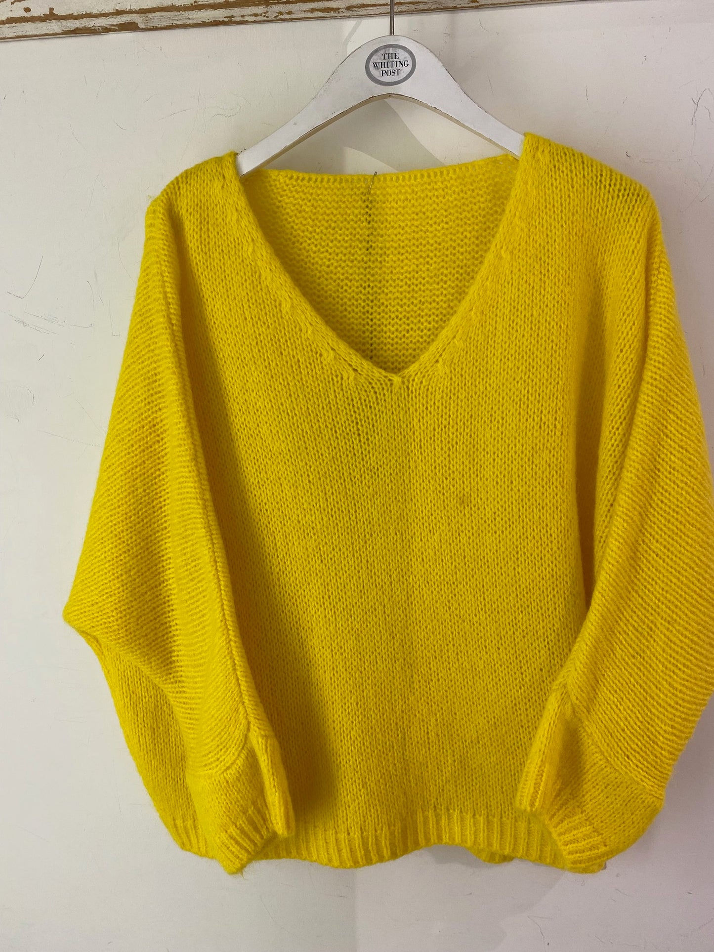 Italian collection mohair v-neck jumper - Bright yellow