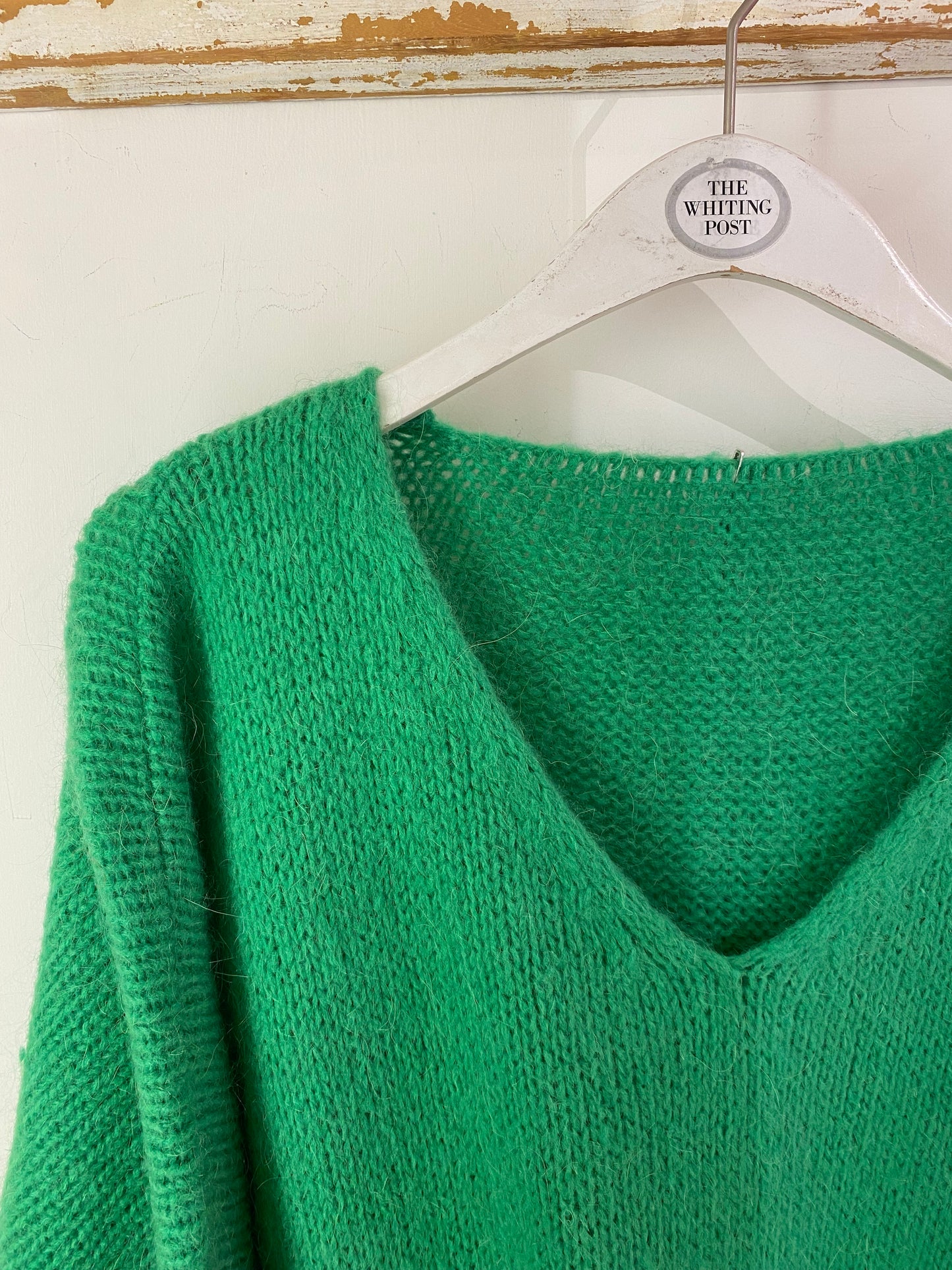 Italian collection mohair v-neck jumper - Emerald green