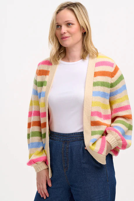 Sugarhill Yvette cardigan - multi cream rainbow