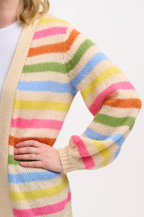 Sugarhill Yvette cardigan - multi cream rainbow