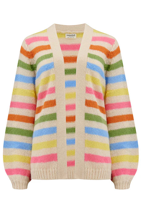 Sugarhill Yvette cardigan - multi cream rainbow