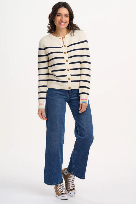 Sugarhill Anessa cardigan - off white rainbow stripes