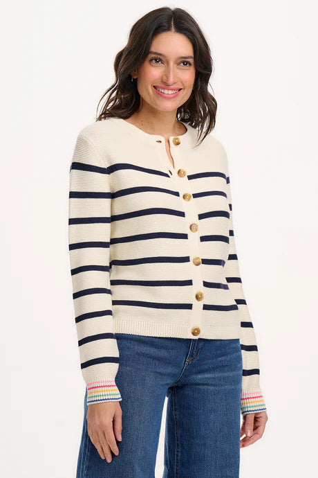 Sugarhill Anessa cardigan - off white rainbow stripes