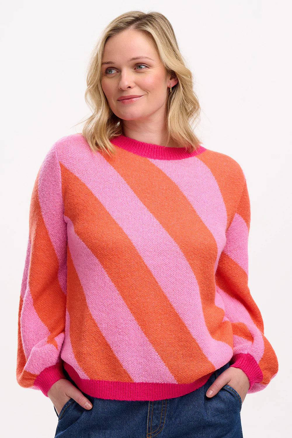 Sugarhill Essie jumper - pink / orange diagonal stripes