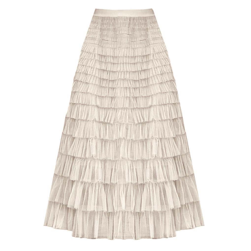 Last true angel Maxi tiered frilled skirt in cream