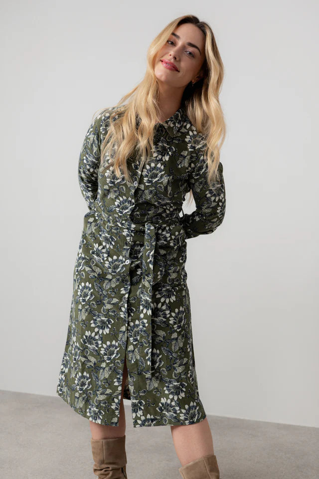 Lilly & Me Anya midi shirt dress moss