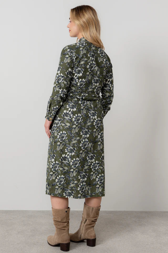 Lilly & Me Anya midi shirt dress moss