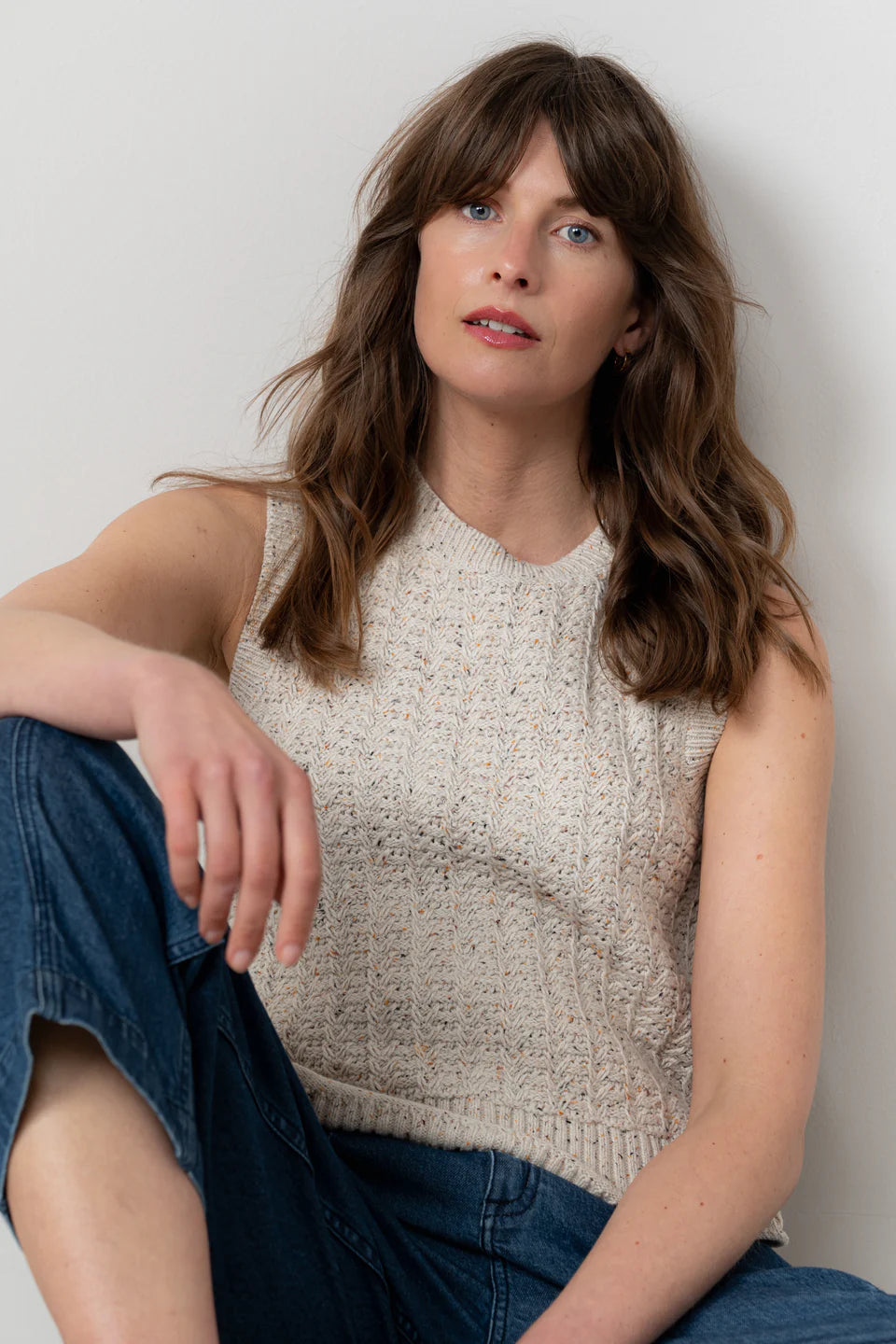 Lilly & Me Eva Tank fleck knit ecru