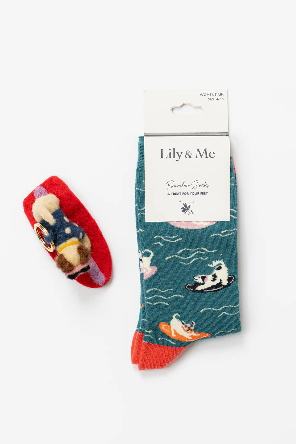 Lily & Me Bowie The Surf Dog Bamboo Socks And Decoration Giftbox