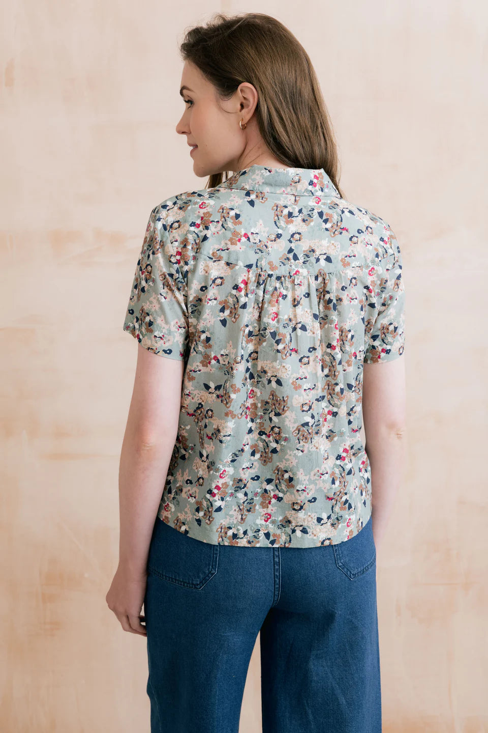 Lily & Me Lowlands Organic Ditsy Print Blouse Ocean