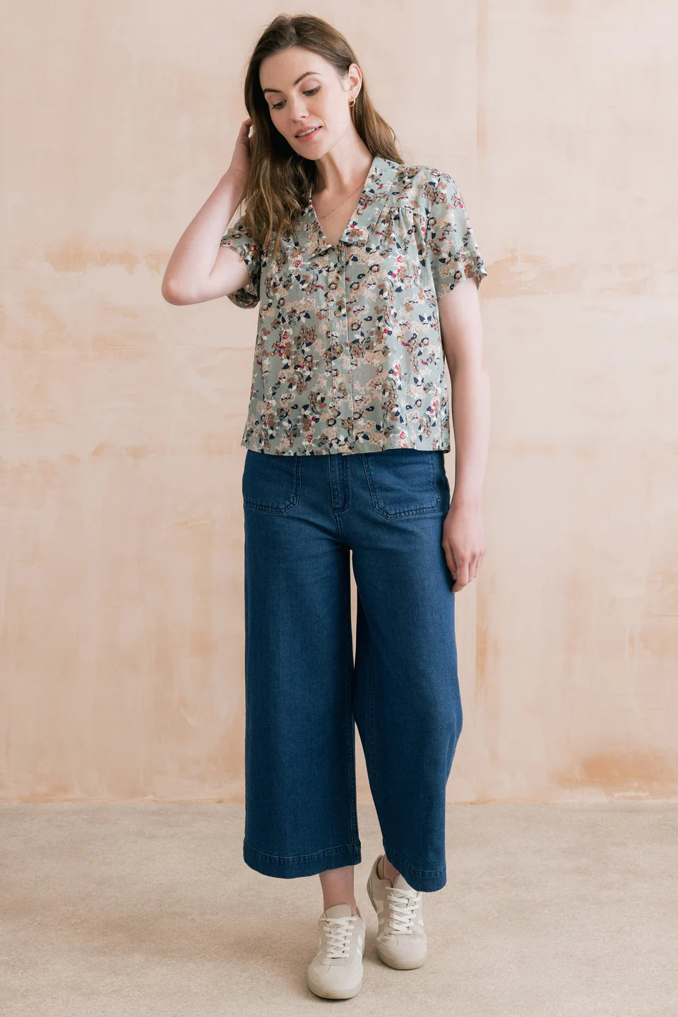 Lily & Me Lowlands Organic Ditsy Print Blouse Ocean