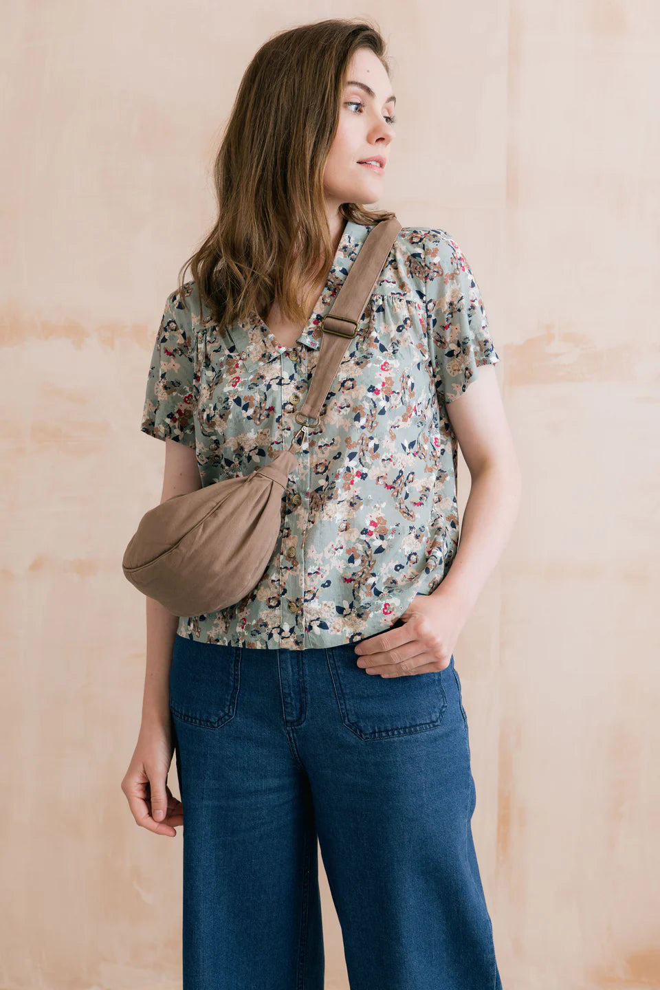 Lily & Me Lowlands Organic Ditsy Print Blouse Ocean