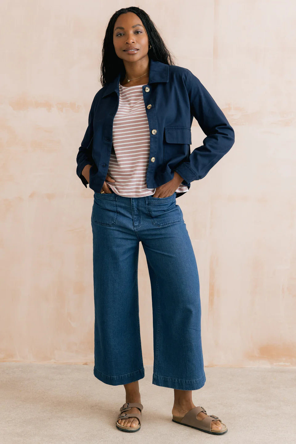 Lily & Me Effie Stretch Cotton Twill Jacket Navy