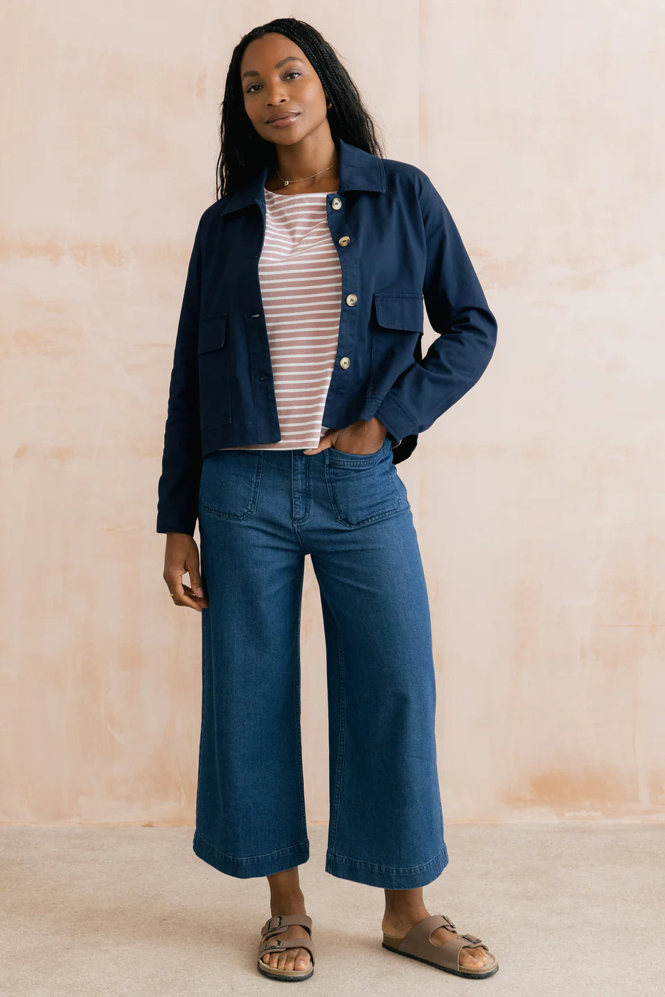 Lily & Me Effie Stretch Cotton Twill Jacket Navy