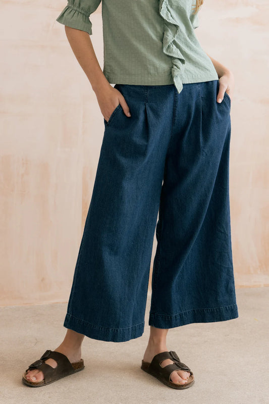 Lily & Me Summer Wide Leg Palazzo Trousers Cotton Denim