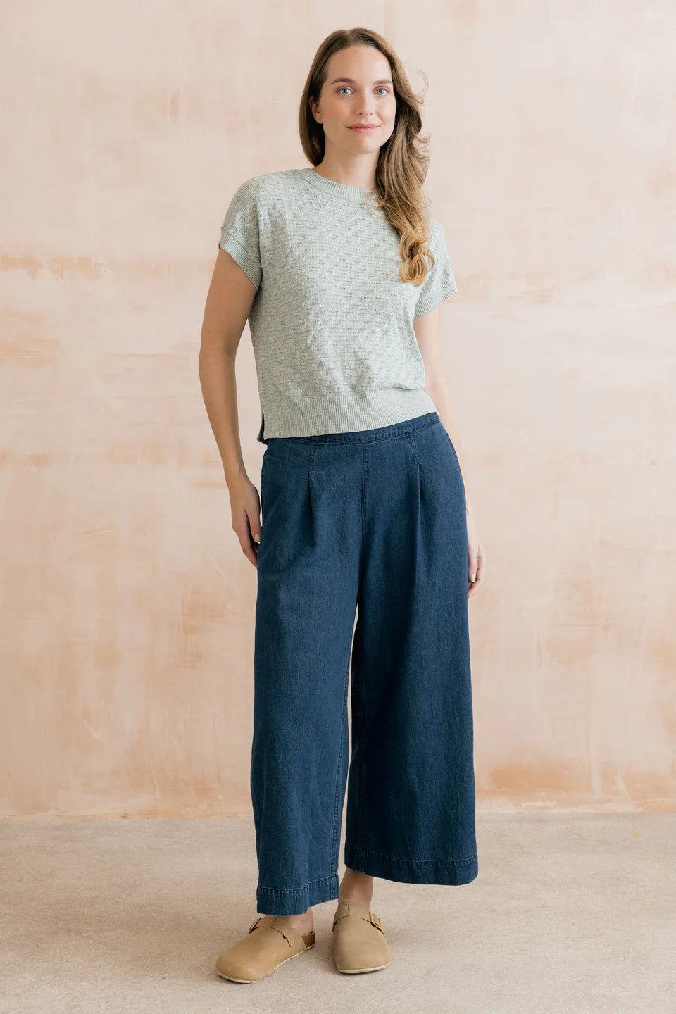 Lily & Me Summer Wide Leg Palazzo Trousers Cotton Denim