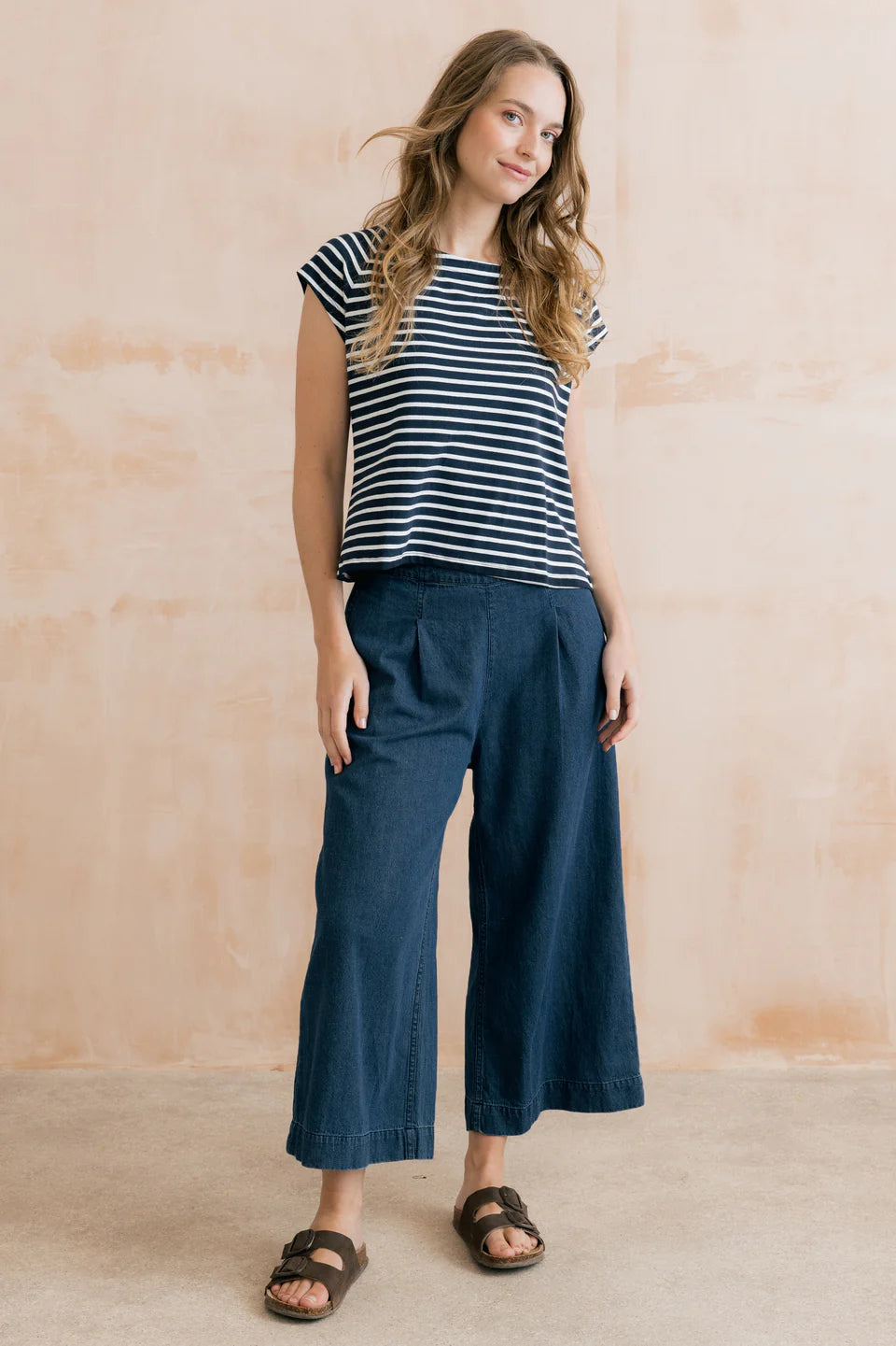Lily & Me Summer Wide Leg Palazzo Trousers Cotton Denim