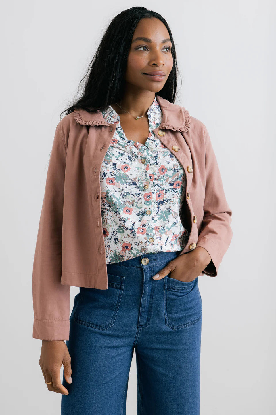 Lily & Me Rebecca Ruffle Collar Jacket Soft