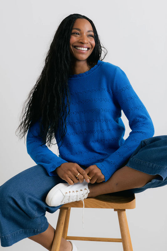 Lily & Me Rosie Pointelle Detail Jumper Cobalt