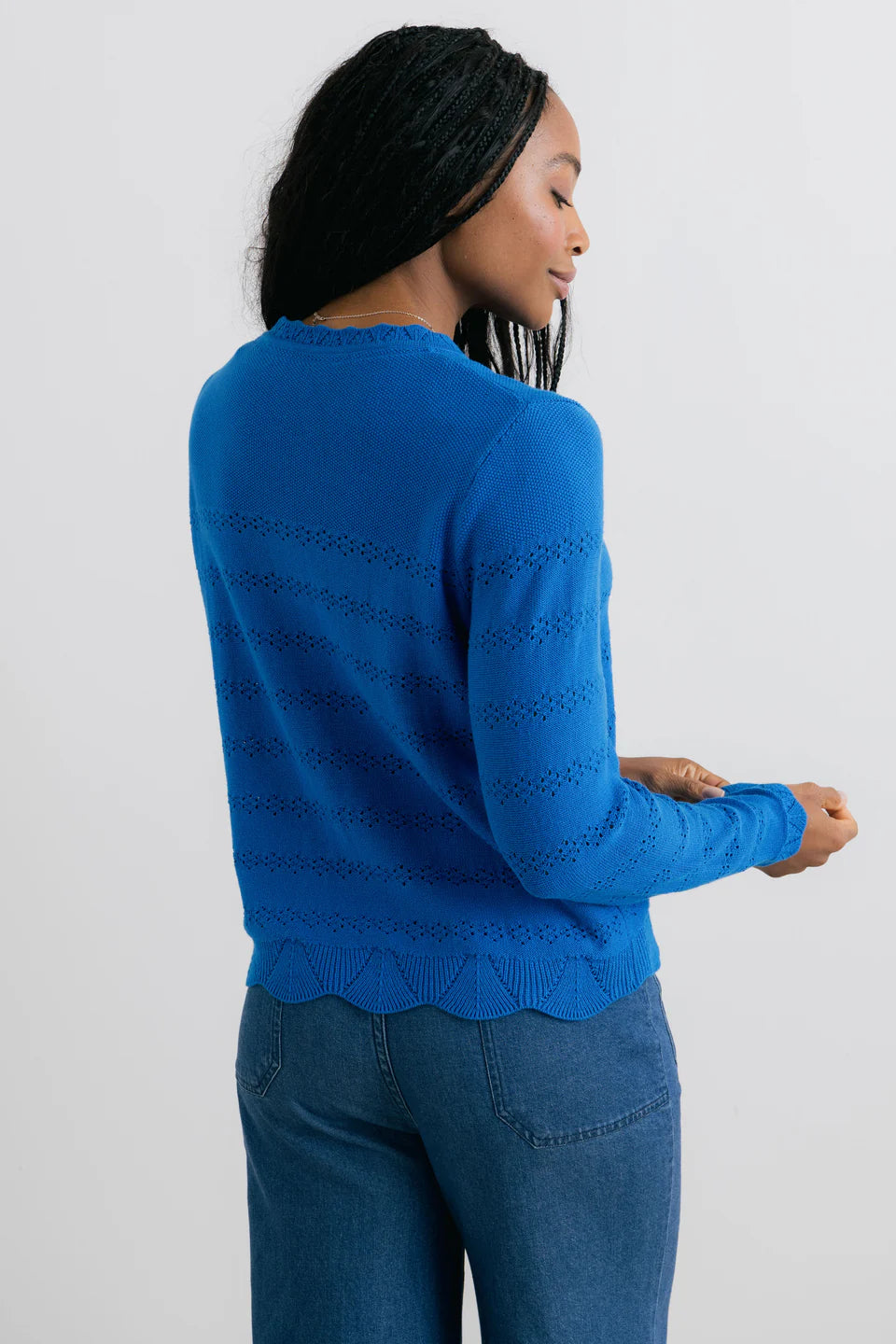 Lily & Me Rosie Pointelle Detail Jumper Cobalt