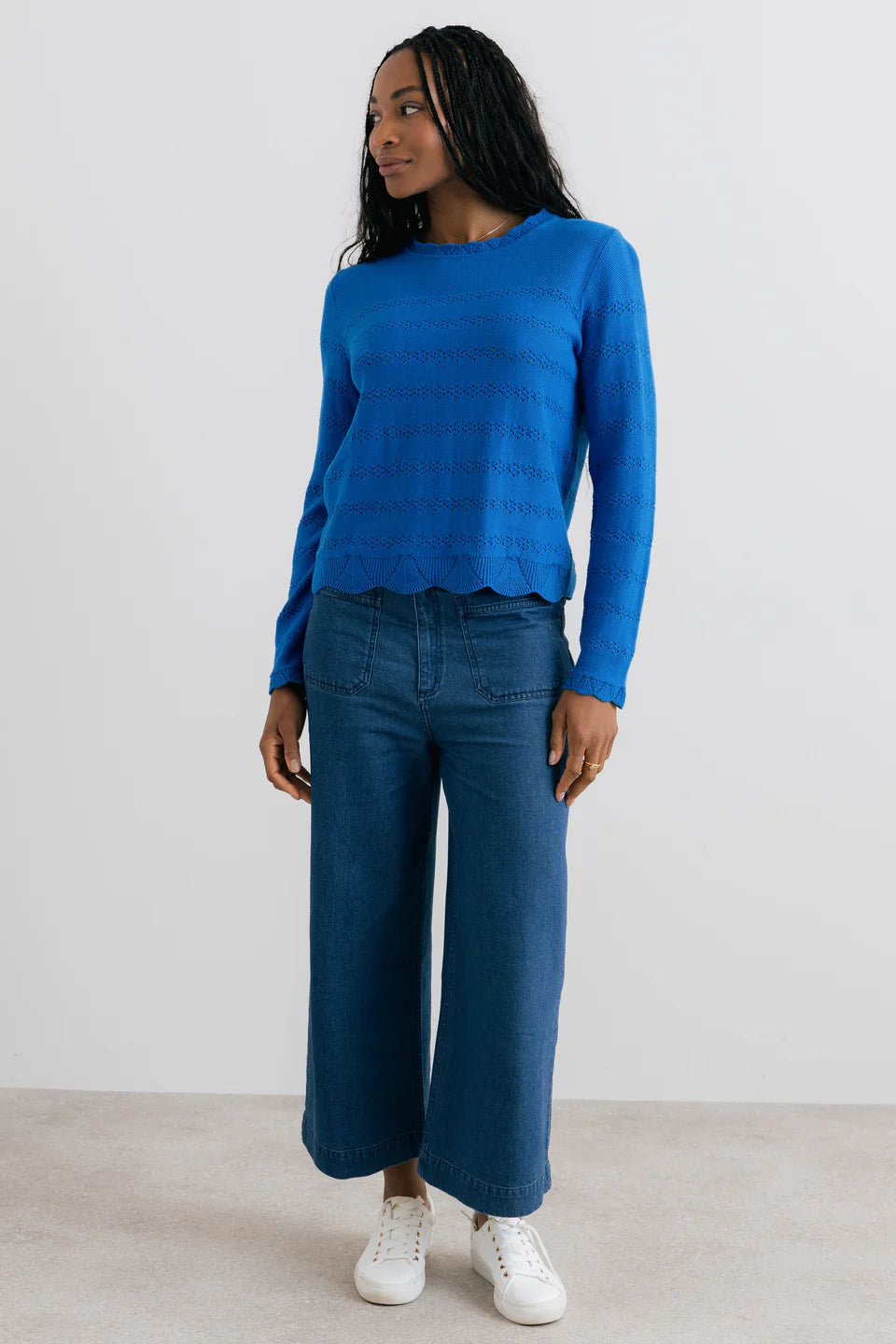 Lily & Me Rosie Pointelle Detail Jumper Cobalt