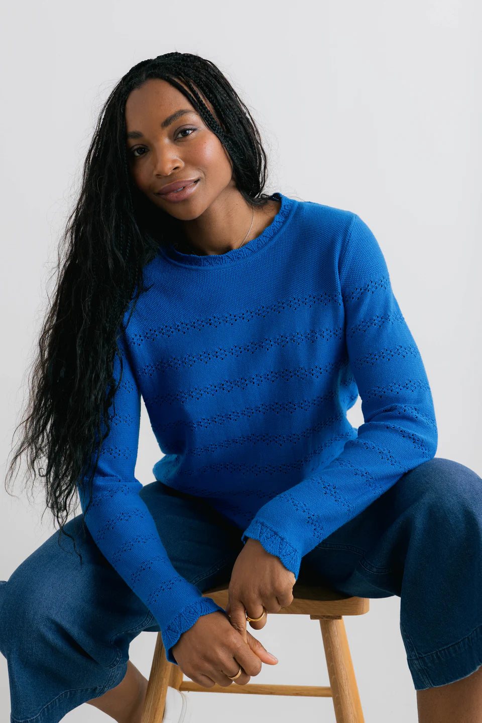 Lily & Me Rosie Pointelle Detail Jumper Cobalt