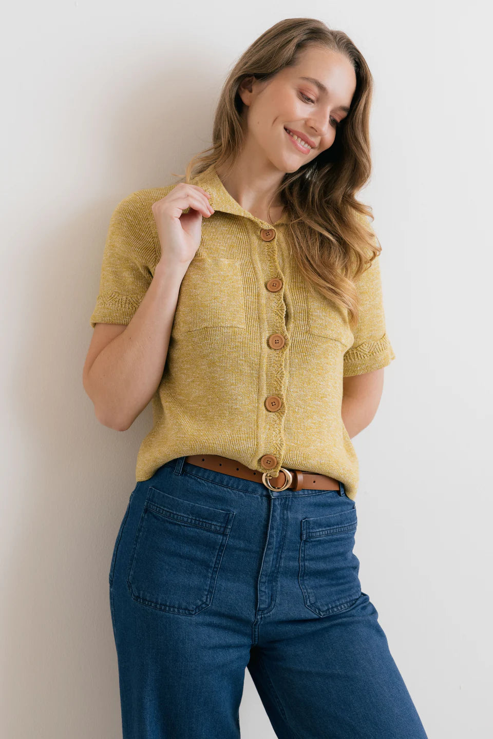 Lily & Me Phoebe Short Sleeve Knitted Jacket Lime