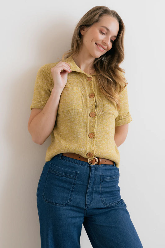 Lily & Me Phoebe Short Sleeve Knitted Jacket Lime