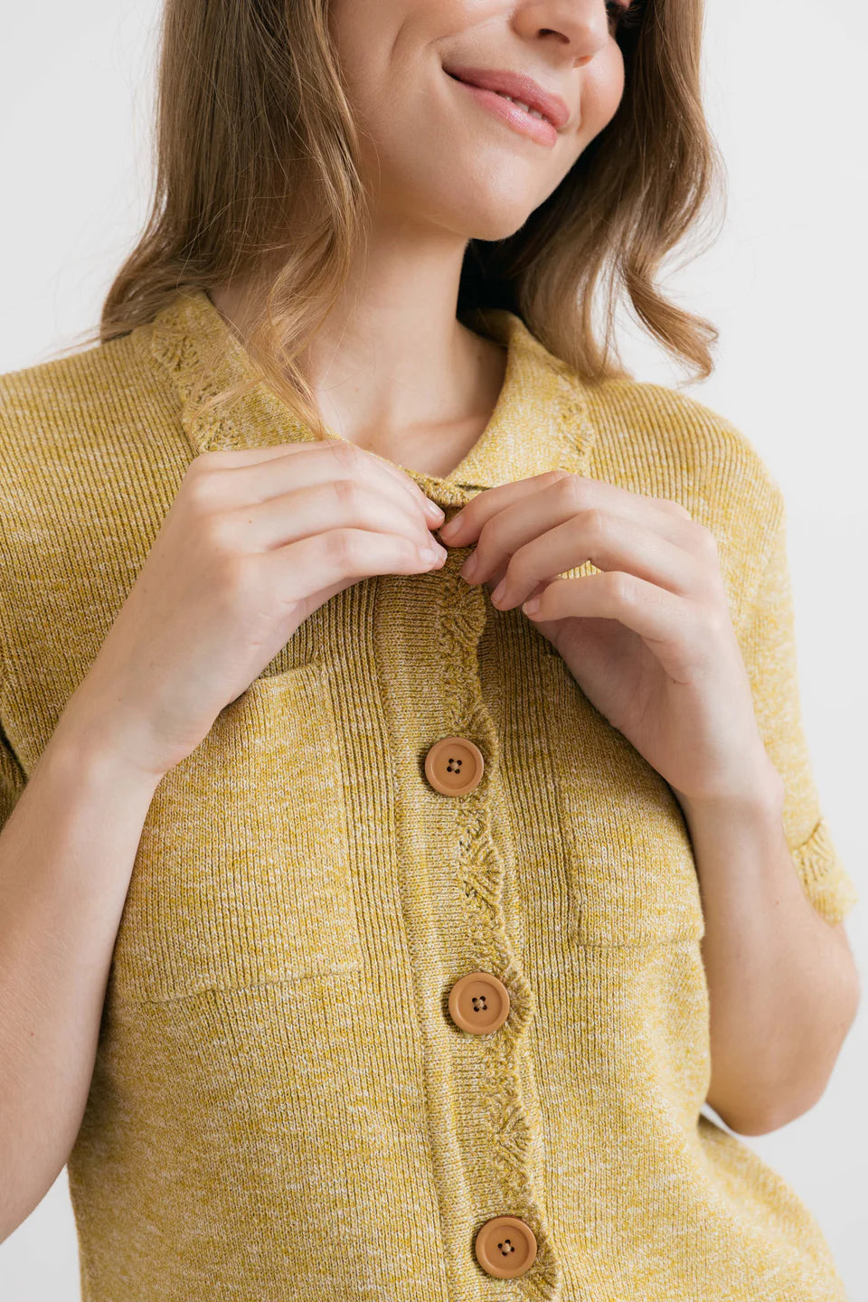 Lily & Me Phoebe Short Sleeve Knitted Jacket Lime