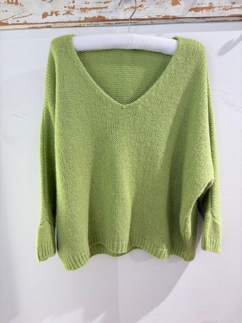 Italian collection Drop Sleeve V-Neck Mohair Jumper (Natural Fibres)2257