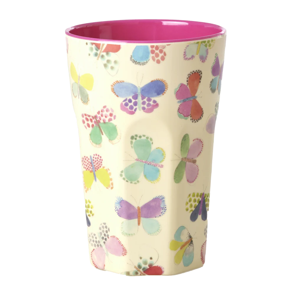 Rice by Rice Tall Cup - Cream - Butterfly Print