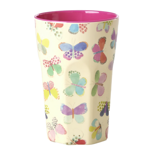Rice by Rice Tall Cup - Cream - Butterfly Print