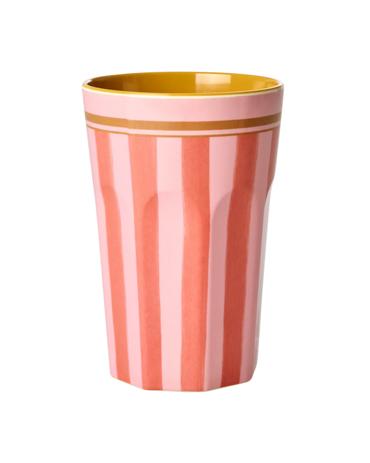 Rice by Rice Tall Cup - Pink - Organic Stripes Print