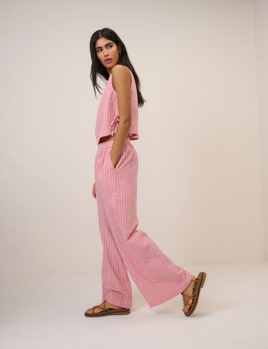 Nobody's Child Pink Pinstripe Wide Leg Trouser