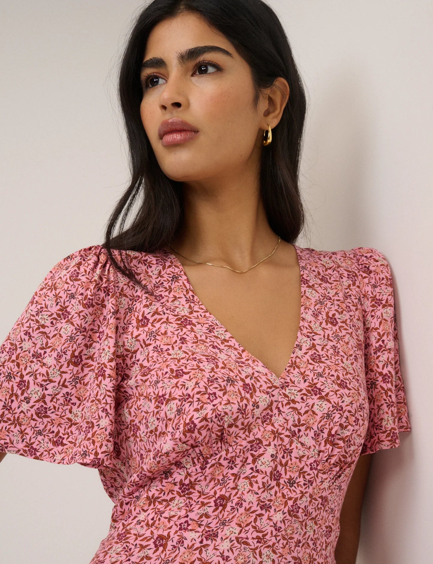 Nobody's Child Pink Floral Atlas Midi Dress