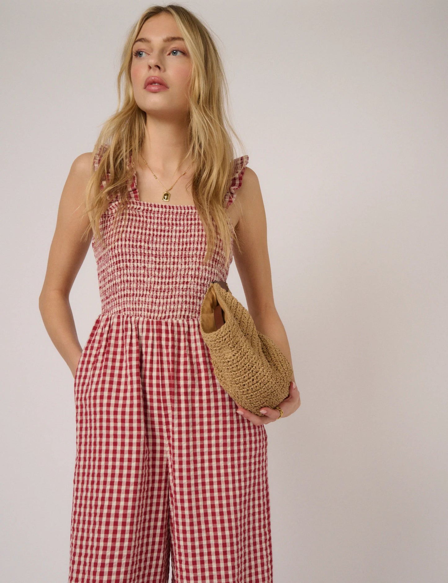 Nobody's Child Red Gingham Maya Jumpsuit