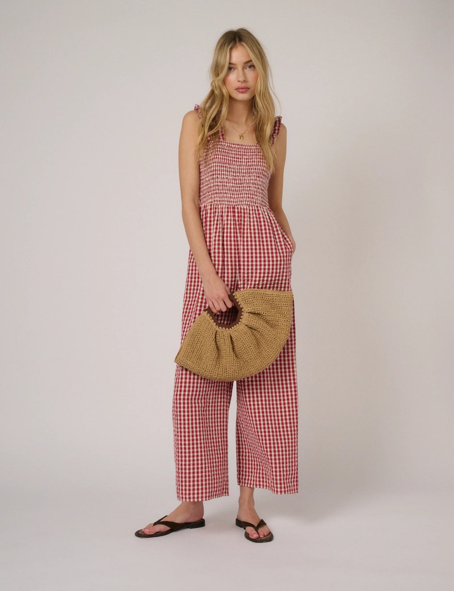 Nobody's Child Red Gingham Maya Jumpsuit