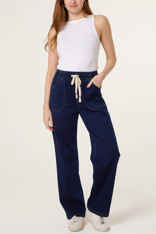 Nova London String Tie Flared Ankle Jeans