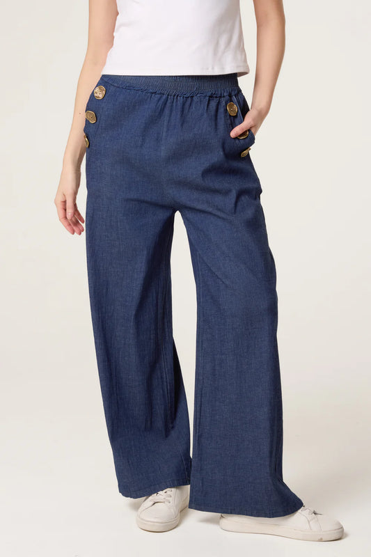 Nova London Three Button Denim Culotte Trousers
