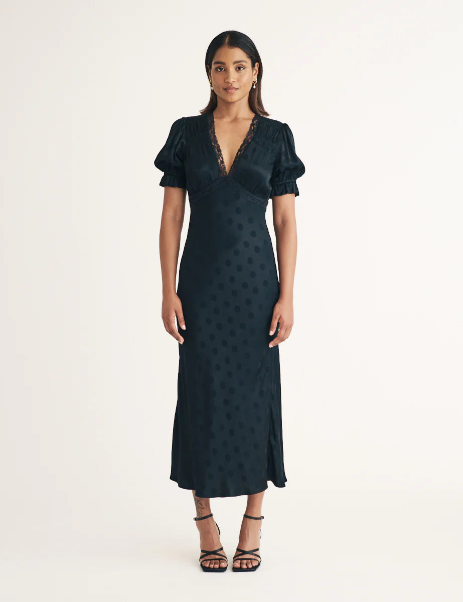 Nobody's child Angela Midi dress Crinkle Black