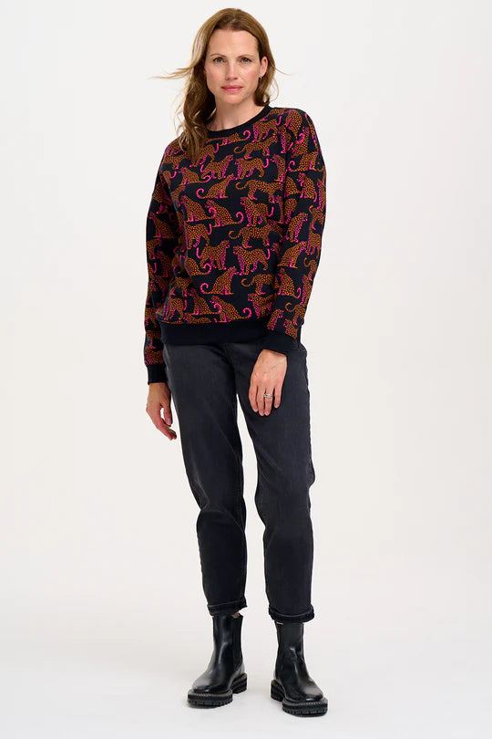 Sugarhill Edie realaxed sweatshirt black leopard spots