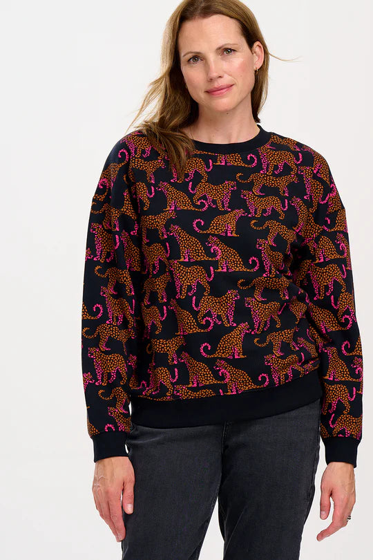 Sugarhill Edie realaxed sweatshirt black leopard spots