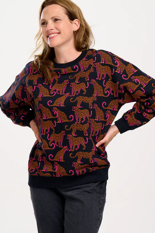 Sugarhill Edie realaxed sweatshirt black leopard spots