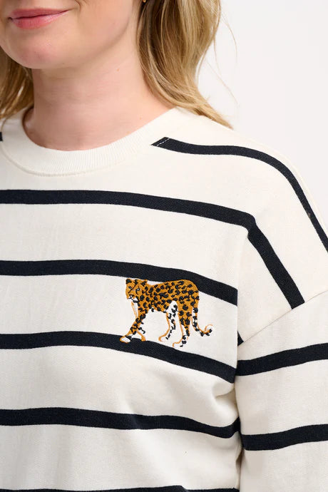 Sugarhill Noah sweatshirt - off white leopard embroidery