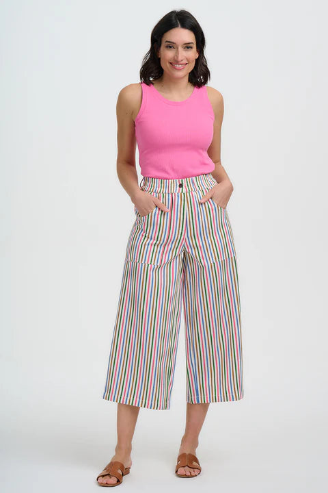 Sugarhill Charlene Cropped Trousers - Multi, Colourful Canvas Stripe