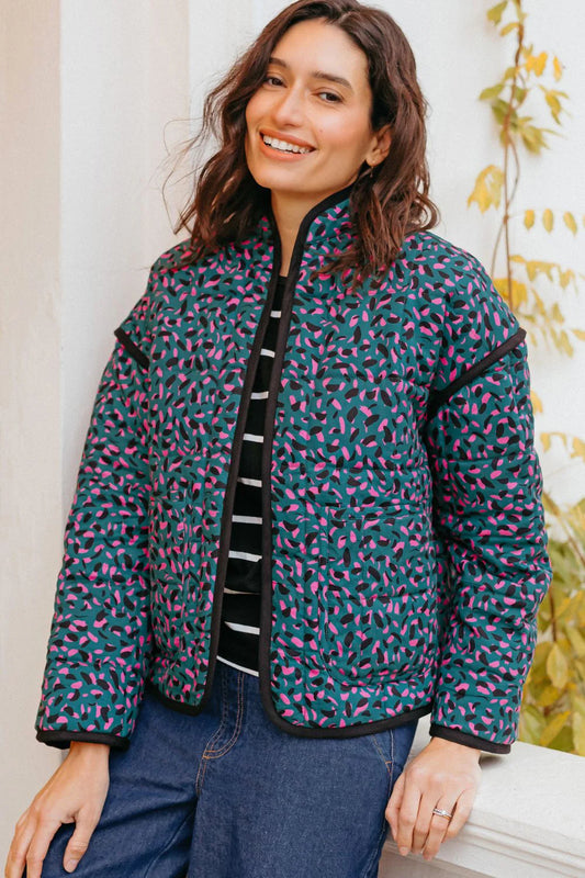 Sugarhill Elowen quilted jacket green spots